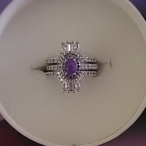 BP Family First and Forever Purple Fire Opal on Rhodium Sz 5